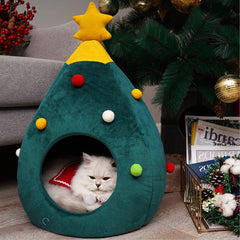 Casa Nido de Árbol de Navidad para Gatos