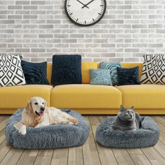 Cama cuadrada para mascotas de felpa de invierno