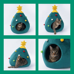 Casa Nido de Árbol de Navidad para Gatos