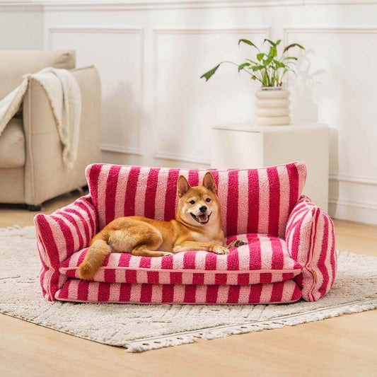 Striped Double Layer Dog Sofa Bed