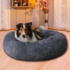 Cama para perros con forma de donut esponjosa y de felpa